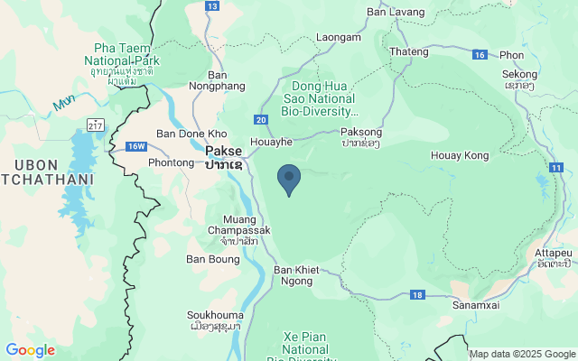 Kaart met locatie Bolaven Plateau